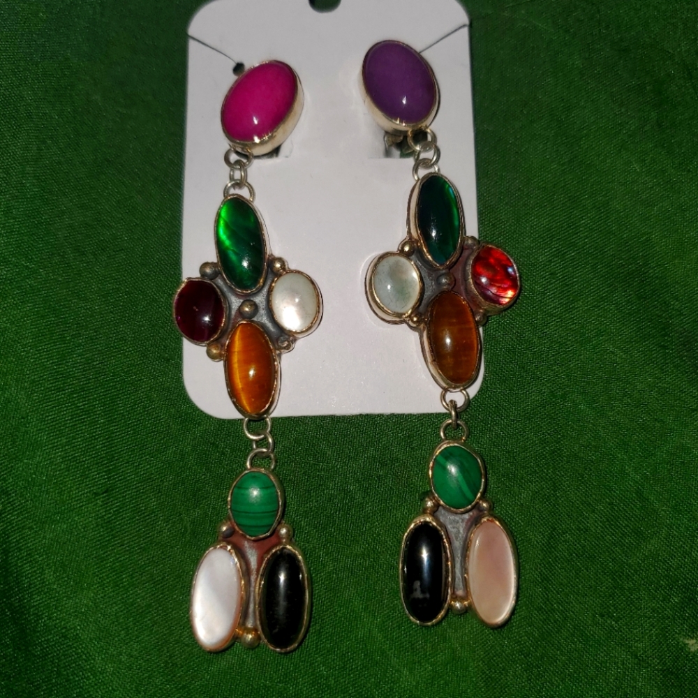 Gorgeous Wakai Stone Clip Earrings